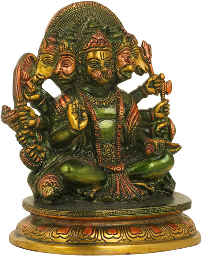Brassaura® Panchmukhi Hanuman Statue | Pure Brass Idol for Home Temple & Vastu | Height 6.5 Inches & Weight 1.65 kgs