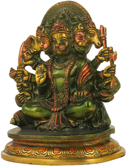 Brassaura® Panchmukhi Hanuman Statue | Pure Brass Idol for Home Temple & Vastu | Height 6.5 Inches & Weight 1.65 kgs