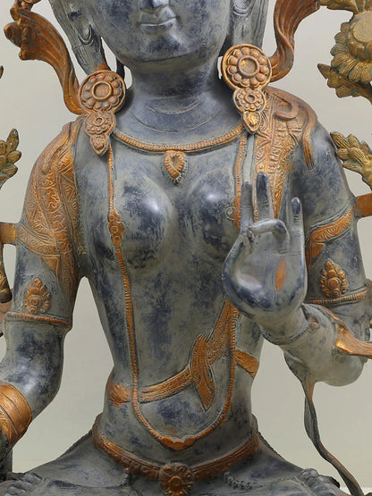 Brassaura® White Tara in Antique Finish | Brass Sculpture | Height 28 Inches & Weight 24.30 kgs