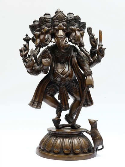 Brassaura™ Pure Brass Ganesha Idol for Pooja Room & Home Temple Decor | 15 Inches | 8 kgs