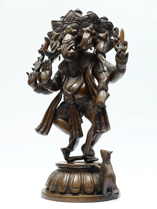 Brassaura™ शुद्ध पीतल की गणेश प्रतिमा पूजा कक्ष और गृह मंदिर की सजावट के लिए | 15 इंच | 8 किलो