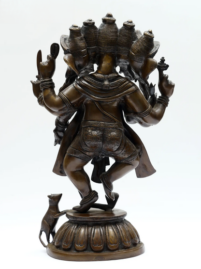 Brassaura™ Pure Brass Ganesha Idol for Pooja Room & Home Temple Decor | 15 Inches | 8 kgs