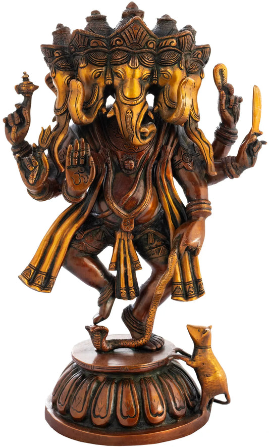 ब्रॉसुरा™ शुद्ध पीतल गणेश मूर्ति पूजा कक्ष और गृह मंदिर की सजावट के लिए | 15 इंच | 8 किलो