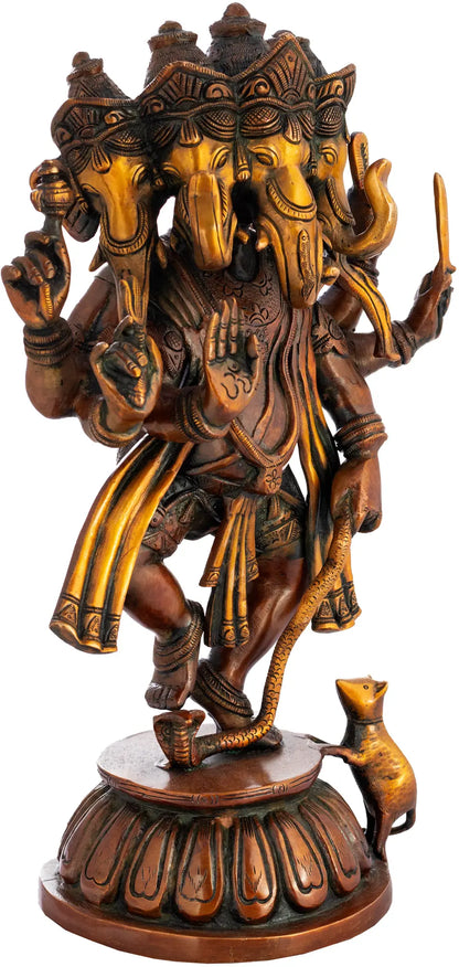 ब्रॉसुरा™ शुद्ध पीतल गणेश मूर्ति पूजा कक्ष और गृह मंदिर की सजावट के लिए | 15 इंच | 8 किलो