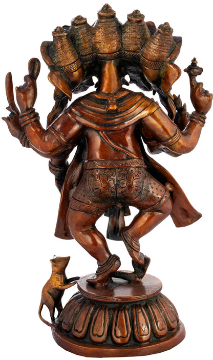 ब्रॉसुरा™ शुद्ध पीतल गणेश मूर्ति पूजा कक्ष और गृह मंदिर की सजावट के लिए | 15 इंच | 8 किलो