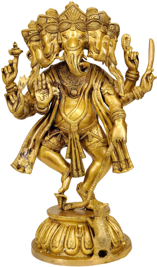 Brassaura™ शुद्ध पीतल गणेश मूर्ति पूजा कक्ष और घर मंदिर की सजावट के लिए | 15 इंच | 8 किलो