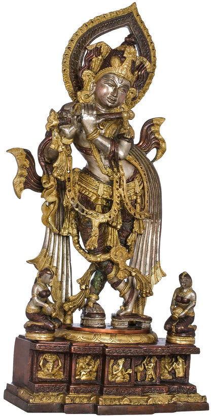 Brassaura® Brass Krishnan Statue | Height 63.5 cm & Weight 17.10 kg