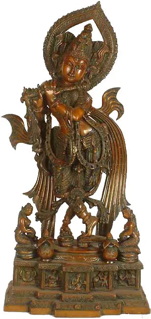 Brassaura® Brass Krishnan Statue | Height 63.5 cm & Weight 17.10 kg