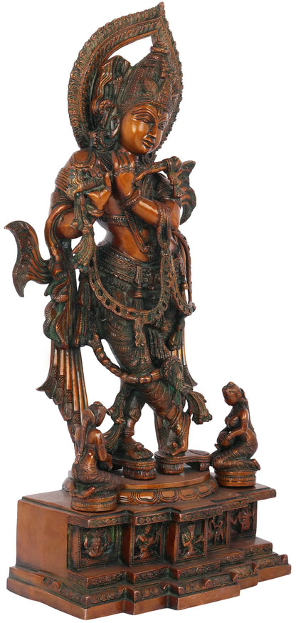 Brassaura® Brass Krishnan Statue | Height 63.5 cm & Weight 17.10 kg