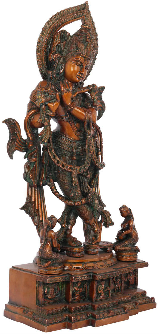 Brassaura® Brass Krishnan Statue | Height 63.5 cm & Weight 17.10 kg