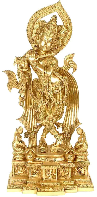 Brassaura® Brass Krishnan Statue | Height 63.5 cm & Weight 17.10 kg