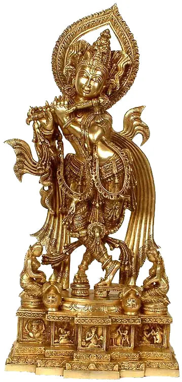 Brassaura® Brass Krishnan Statue | Height 63.5 cm & Weight 17.10 kg