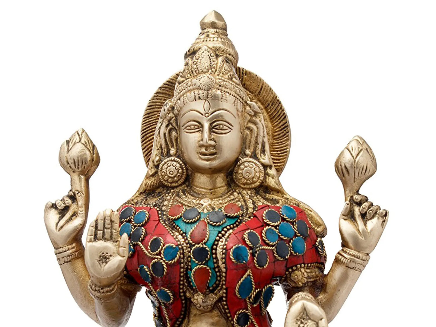 Brassaura® Goddess Lakshmi Seated on Lotus | Brass Statue | Height 9 Inches & Weight 3.80 kgs