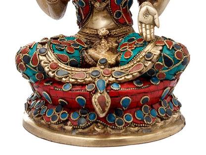 Brassaura® Goddess Lakshmi Seated on Lotus | Brass Statue | Height 9 Inches & Weight 3.80 kgs