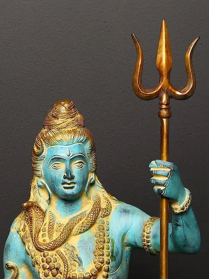 Brassaura™ Standing Lord Shiva Idol with Trishul | Height 26 Inches & Weight 10 kgs