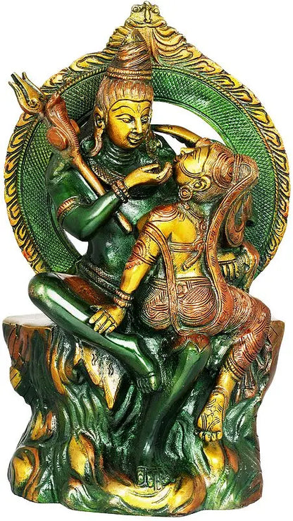 Brassaura® Brass Shiv Parvati Statue | Height 12.8 Inches & Weight 7.70 kg