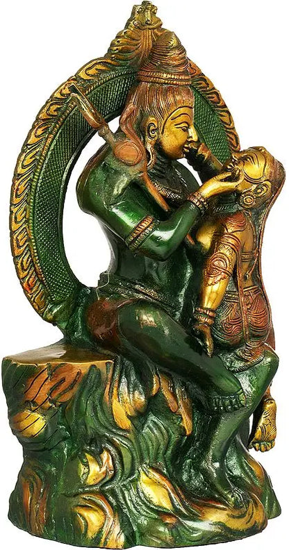 Brassaura® Brass Shiv Parvati Statue | Height 12.8 Inches & Weight 7.70 kg