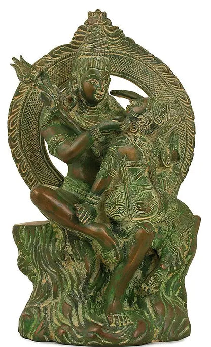 Brassaura® Brass Shiv Parvati Statue | Height 12.8 Inches & Weight 7.70 kg