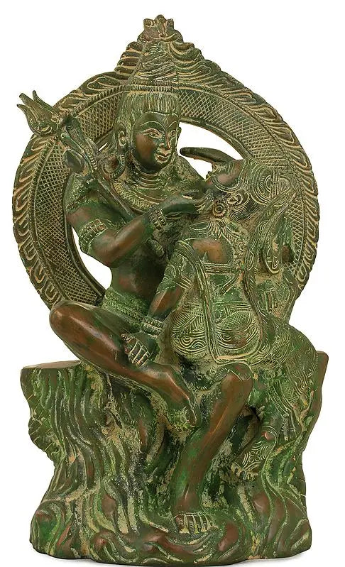 Brassaura® Brass Shiv Parvati Statue | Height 12.8 Inches & Weight 7.70 kg