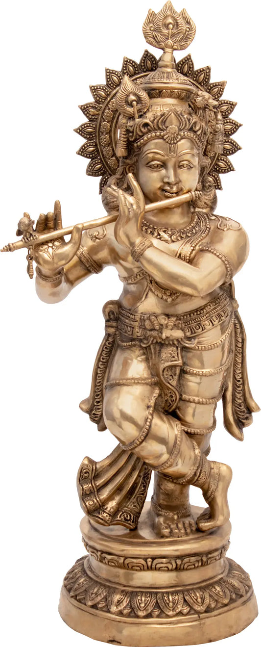 Brassaura® Brass Krishna Statue | Height 46.26 Inches & Weight 44 kg