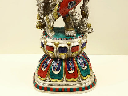 Brassaura® Brass Krishna Statue with Inlay Work | Height 29.92 Inches & Weight 21.60 kg