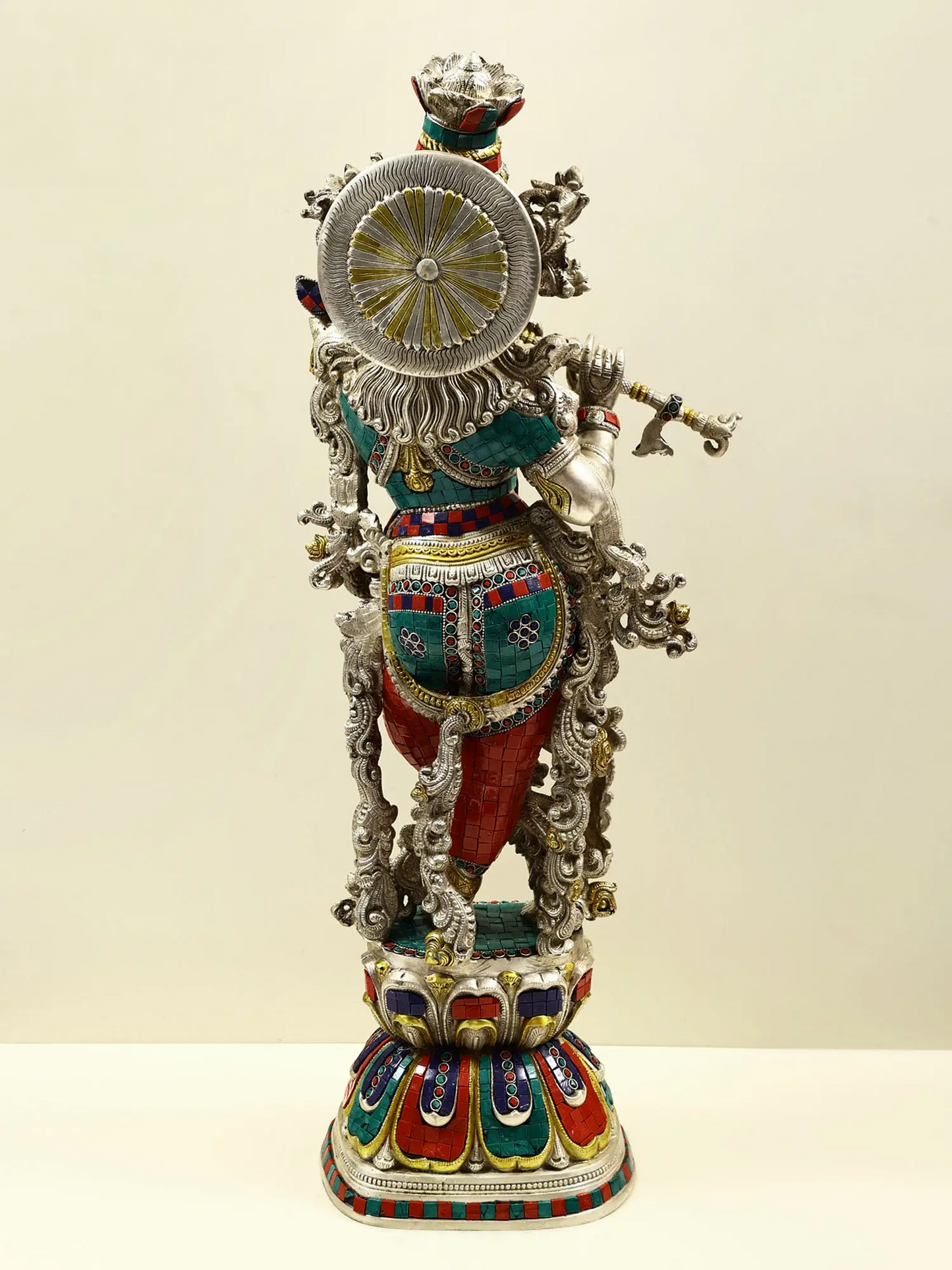 Brassaura® Brass Krishna Statue with Inlay Work | Height 29.92 Inches & Weight 21.60 kg