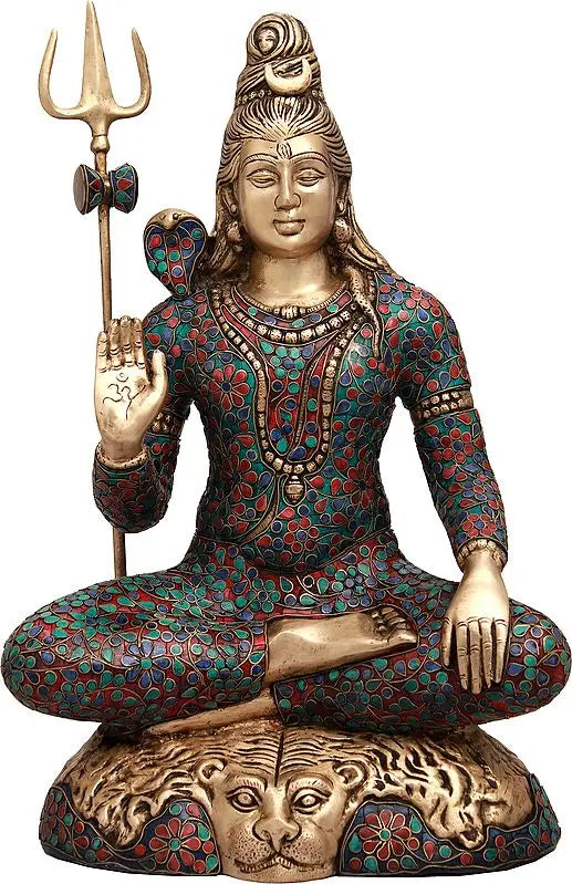 Brassaura® Brass Sitting Shiva Statue | Height 22 Inches & Weight 17.10 kg