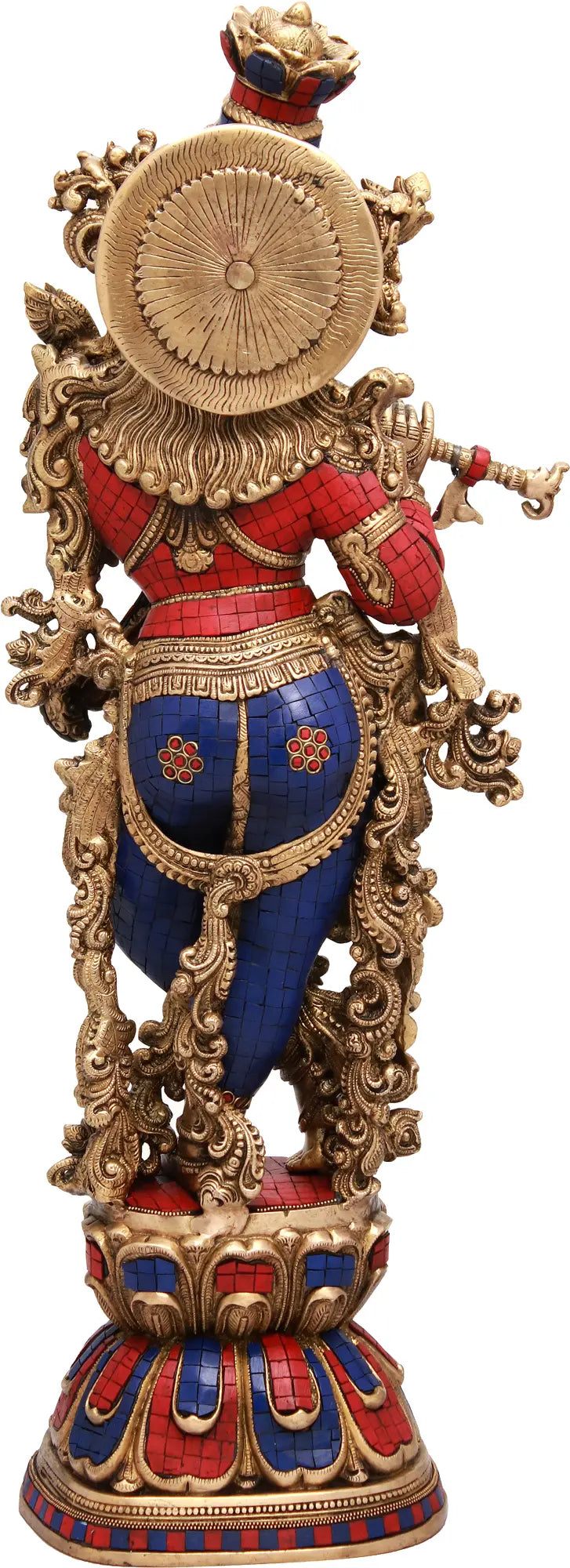 Brassaura® Brass Krishna Statue with Inlay Work | Height 29.92 Inches & Weight 21.60 kg