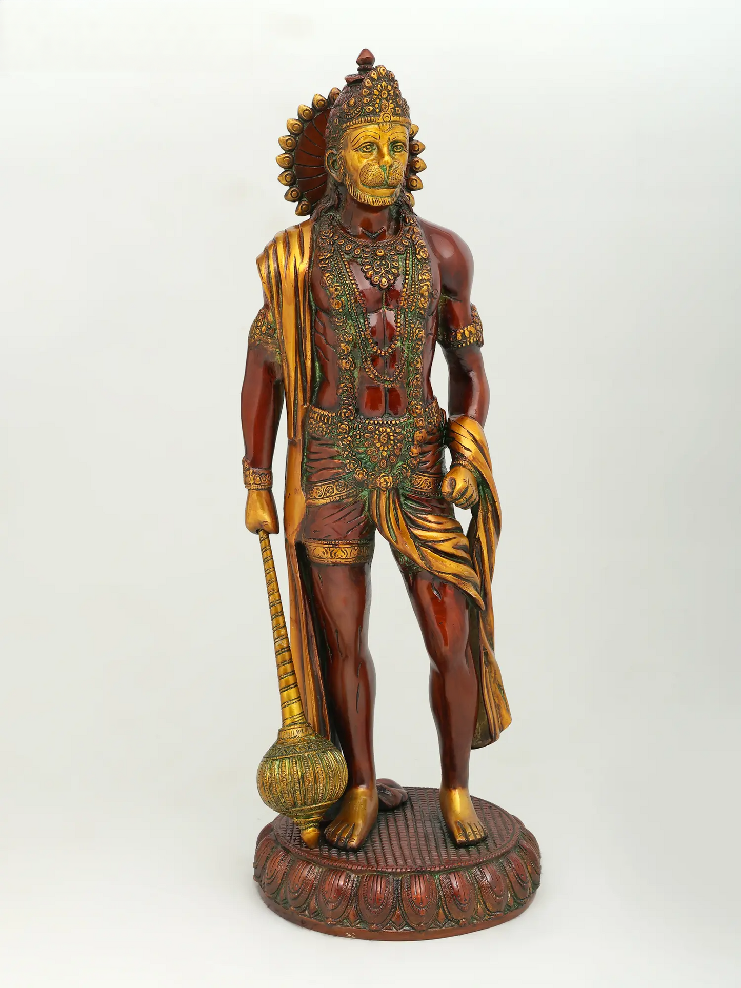 Brassaura® Standing Hanuman with Gada | Brass with Antique Finish | Height 23 Inches & Weight 12 kgs