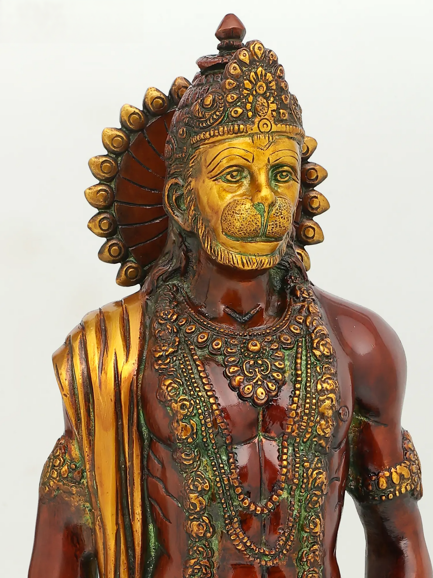 Brassaura® Standing Hanuman with Gada | Brass with Antique Finish | Height 23 Inches & Weight 12 kgs