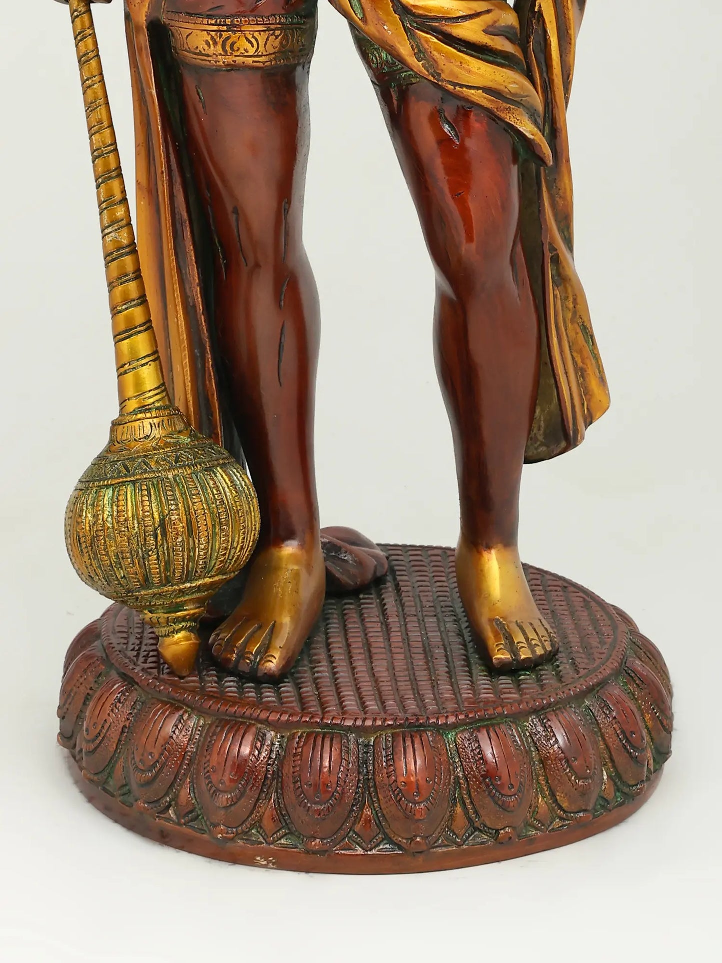 Brassaura® Standing Hanuman with Gada | Brass with Antique Finish | Height 23 Inches & Weight 12 kgs