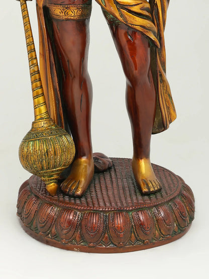 Brassaura® Standing Hanuman with Gada | Brass with Antique Finish | Height 23 Inches & Weight 12 kgs