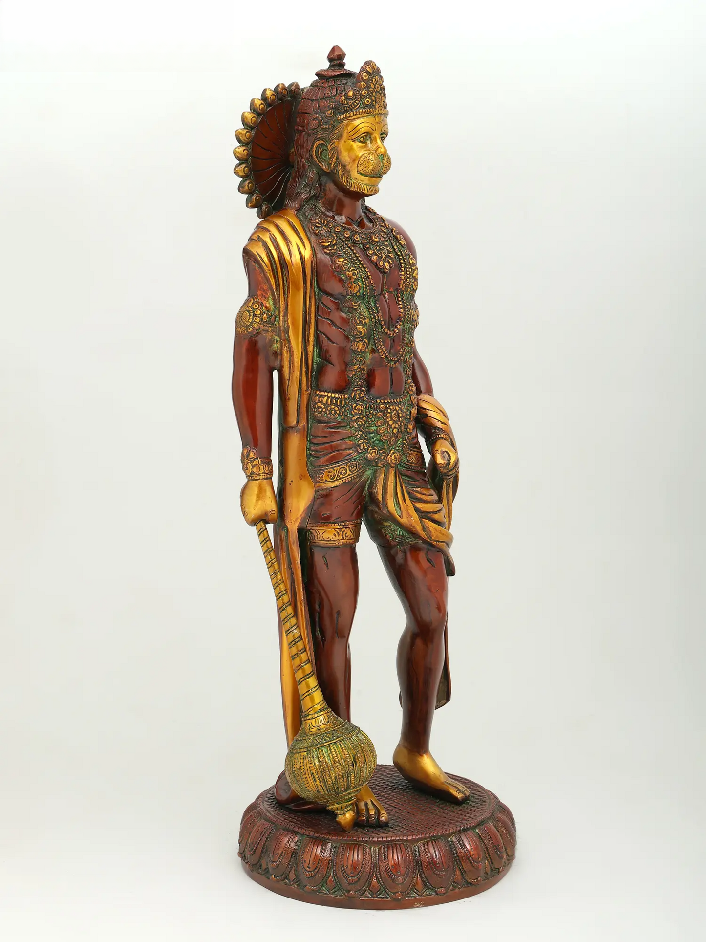 Brassaura® Standing Hanuman with Gada | Brass with Antique Finish | Height 23 Inches & Weight 12 kgs