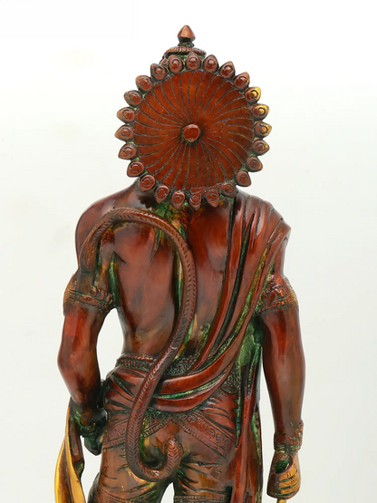 Brassaura® Standing Hanuman with Gada | Brass with Antique Finish | Height 23 Inches & Weight 12 kgs