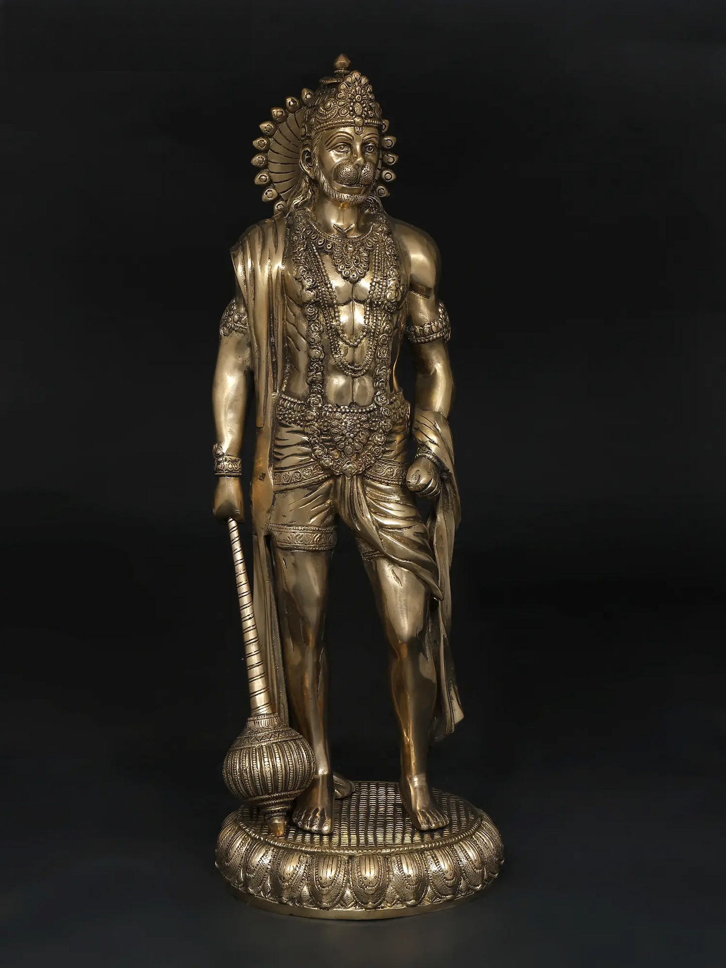 Brassaura® Standing Hanuman with Gada | Brass with Antique Finish | Height 23 Inches & Weight 12 kgs