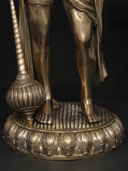 Brassaura® Standing Hanuman with Gada | Brass with Antique Finish | Height 23 Inches & Weight 12 kgs