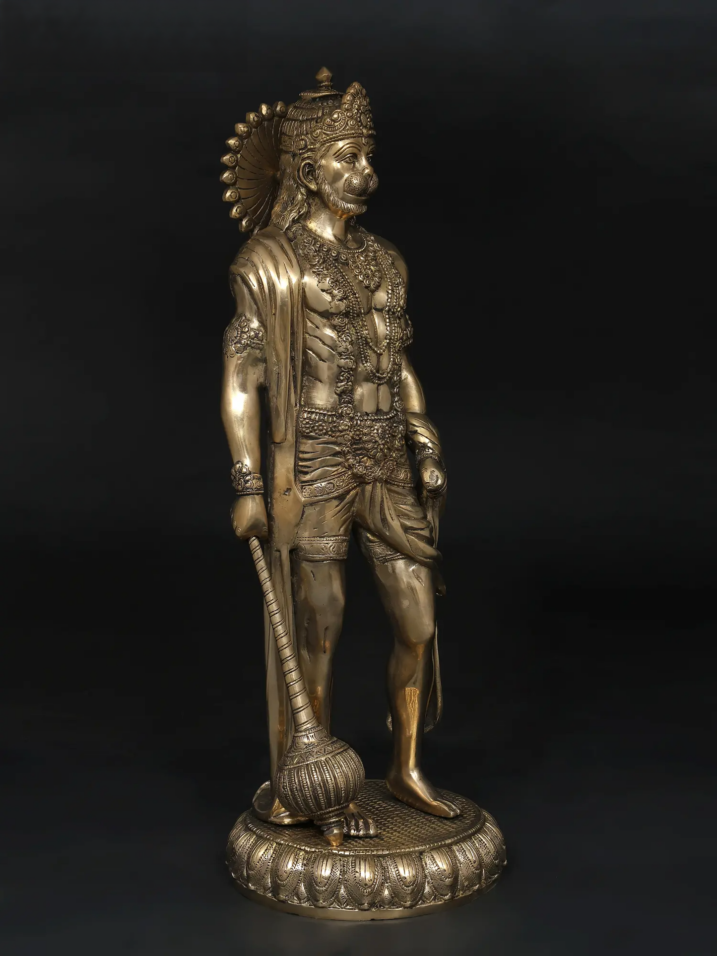 Brassaura® Standing Hanuman with Gada | Brass with Antique Finish | Height 23 Inches & Weight 12 kgs