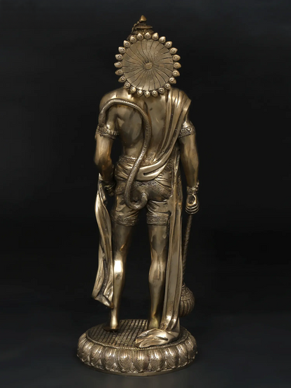Brassaura® Standing Hanuman with Gada | Brass with Antique Finish | Height 23 Inches & Weight 12 kgs