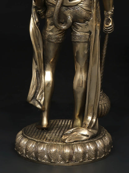 Brassaura® Standing Hanuman with Gada | Brass with Antique Finish | Height 23 Inches & Weight 12 kgs