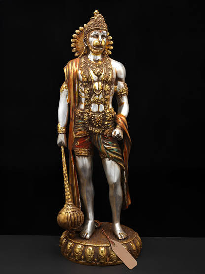 Brassaura® Standing Hanuman with Gada | Brass with Antique Finish | Height 23 Inches & Weight 12 kgs