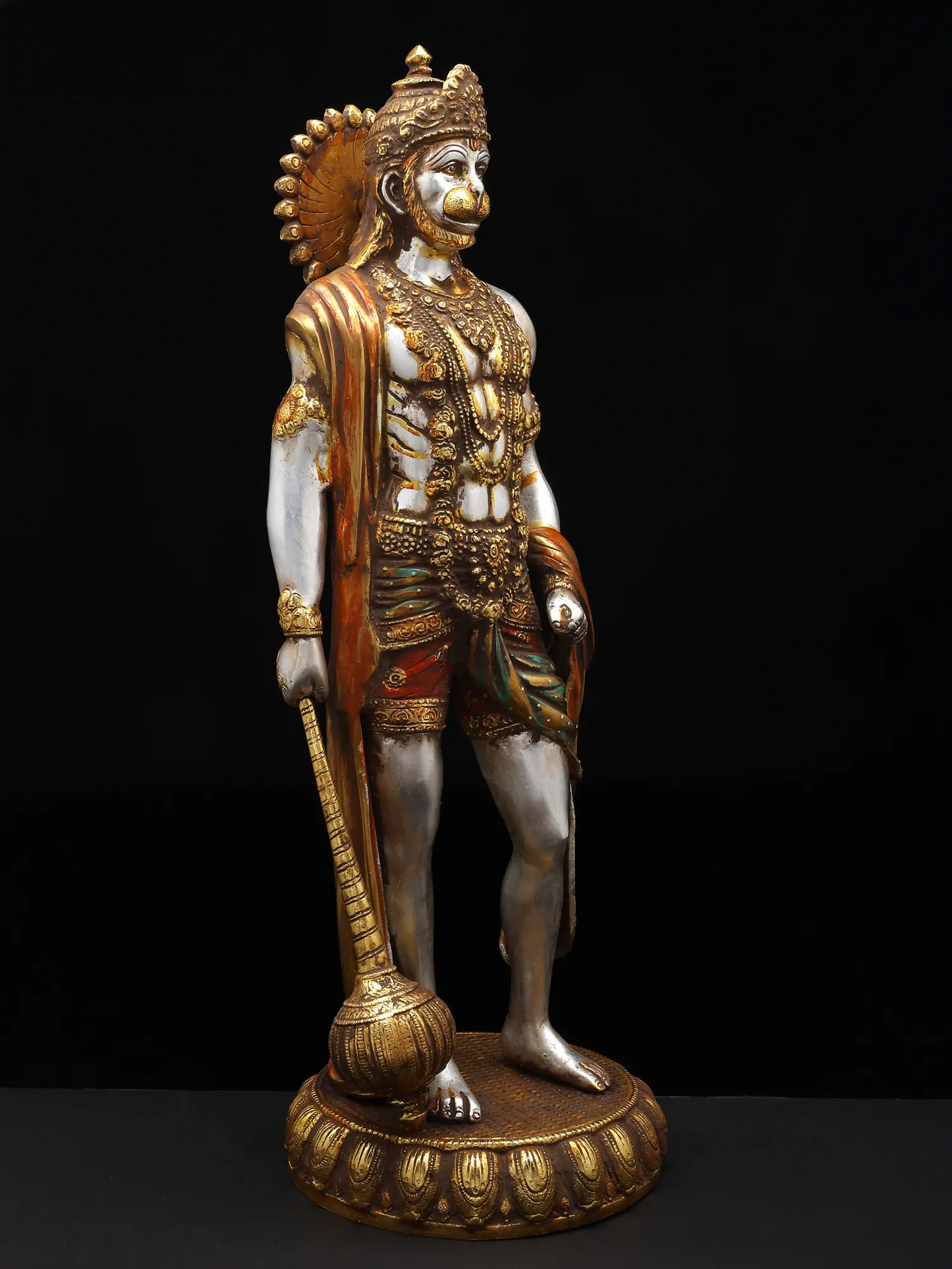 Brassaura® Standing Hanuman with Gada | Brass with Antique Finish | Height 23 Inches & Weight 12 kgs