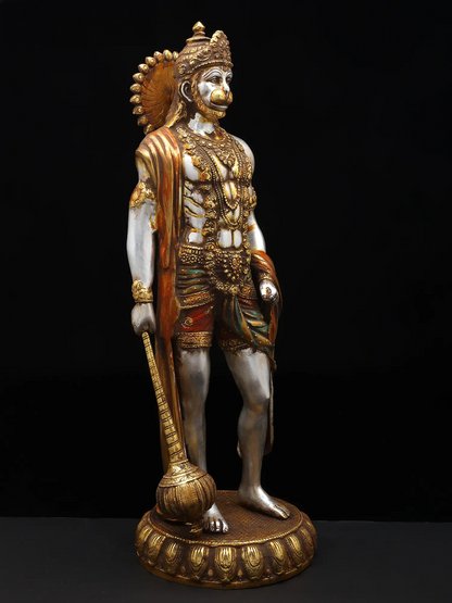 Brassaura® Standing Hanuman with Gada | Brass with Antique Finish | Height 23 Inches & Weight 12 kgs