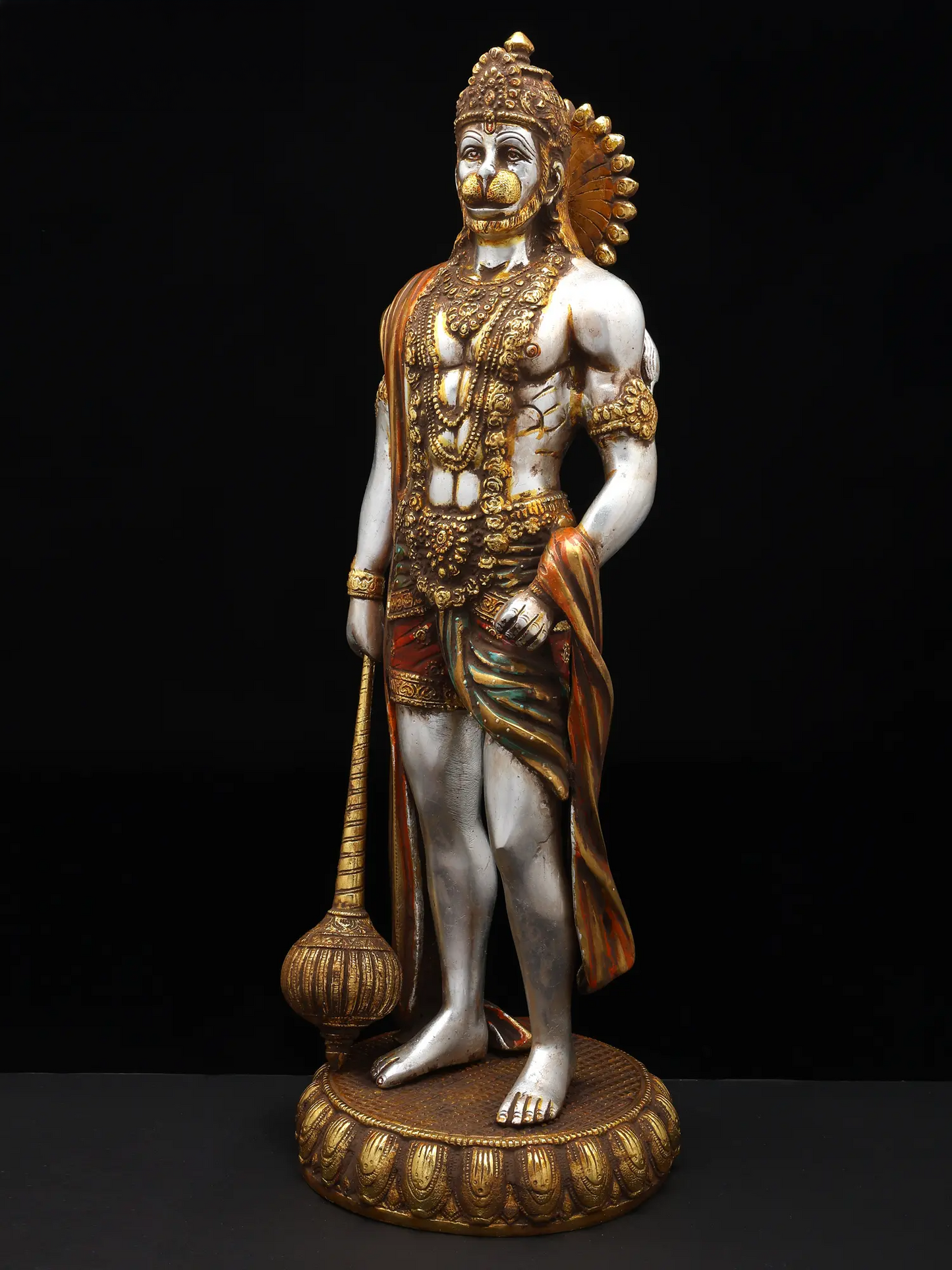 Brassaura® Standing Hanuman with Gada | Brass with Antique Finish | Height 23 Inches & Weight 12 kgs