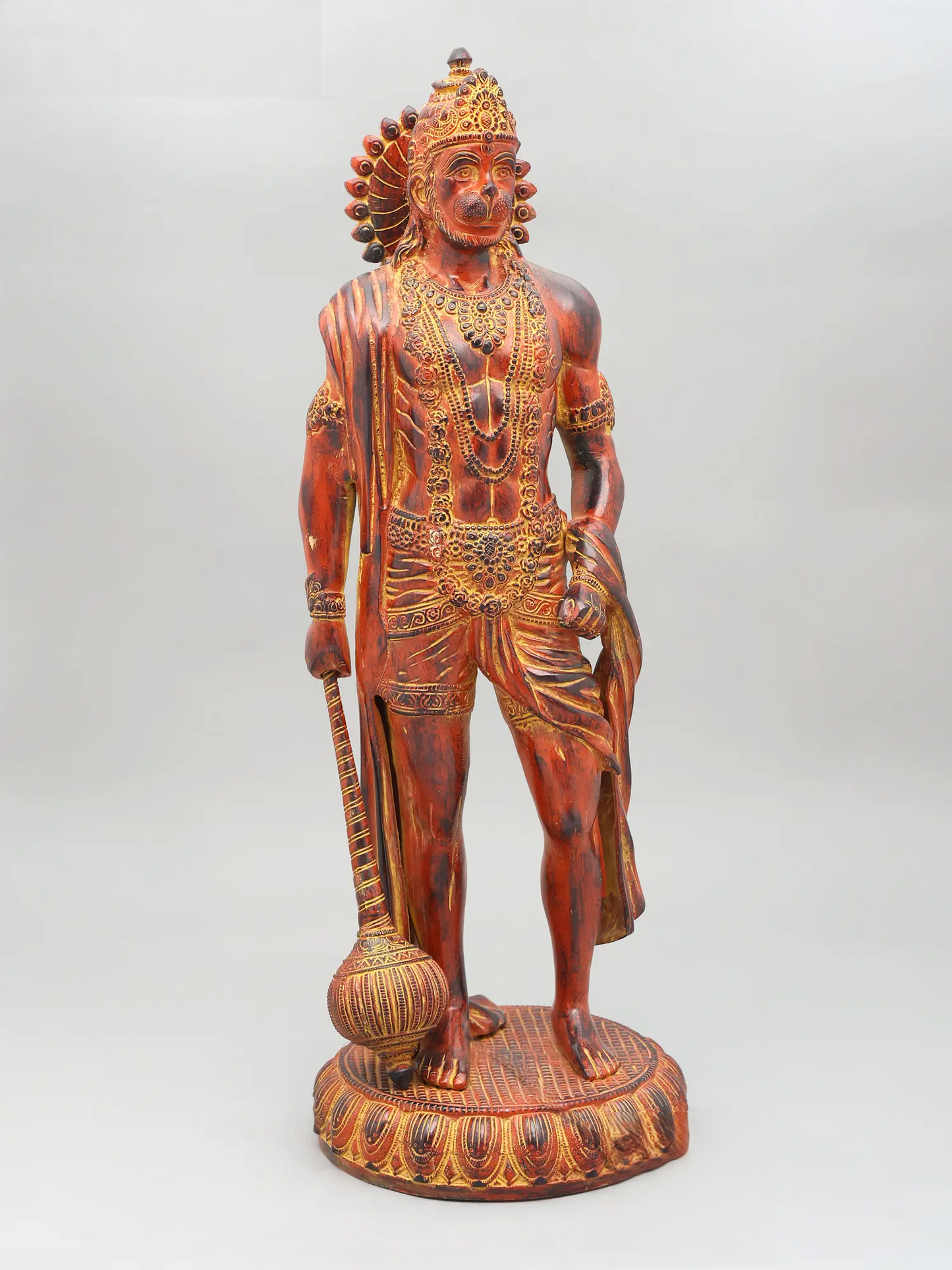 Brassaura® Standing Hanuman with Gada | Brass with Antique Finish | Height 23 Inches & Weight 12 kgs