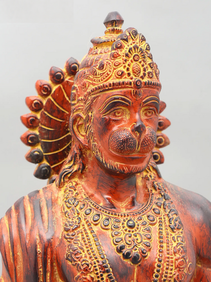 Brassaura® Standing Hanuman with Gada | Brass with Antique Finish | Height 23 Inches & Weight 12 kgs