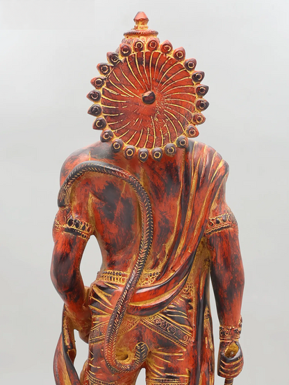 Brassaura® Standing Hanuman with Gada | Brass with Antique Finish | Height 23 Inches & Weight 12 kgs