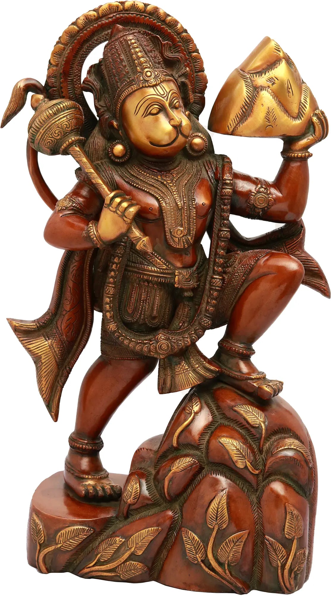Brassaura® Super Antique Black Veer Hanuman Carrying Sanjeevani Parvat | Height 16.54 Inches & Weight 10.20 kgs