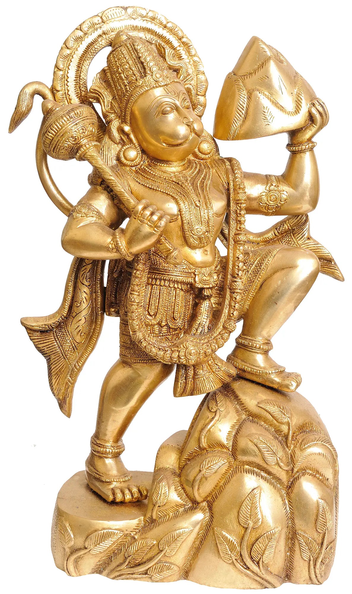 Brassaura® Super Antique Black Veer Hanuman Carrying Sanjeevani Parvat | Height 16.54 Inches & Weight 10.20 kgs