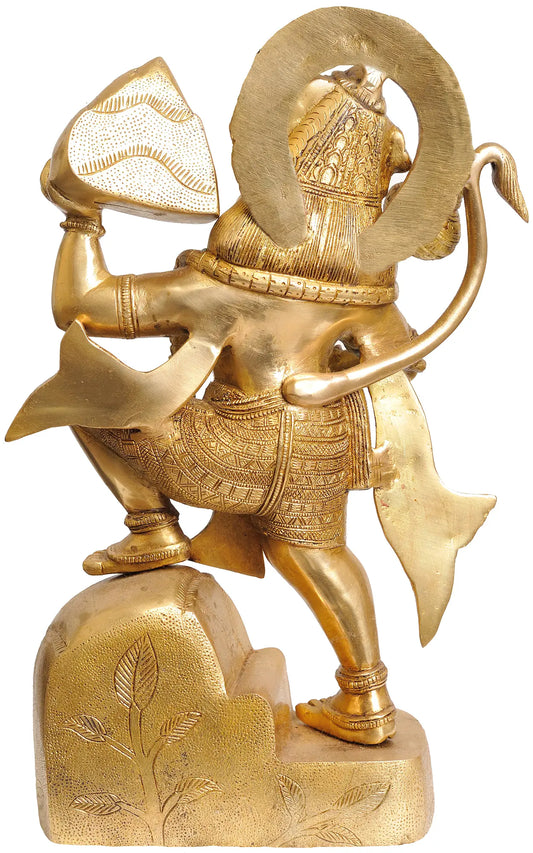 ब्रासौर® सुपर एंटीक ब्लैक वीर हनुमान संजीवनी पर्वत ले जाते हुए | ऊँचाई 16.54 इंच और वज़न 10.20 किलोग्राम