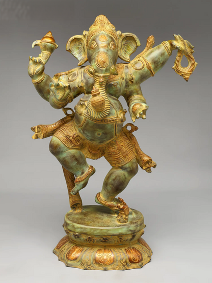 Brassaura™ Brass Ganesha Statue | Height 33 Inches & Weight 42 kgs